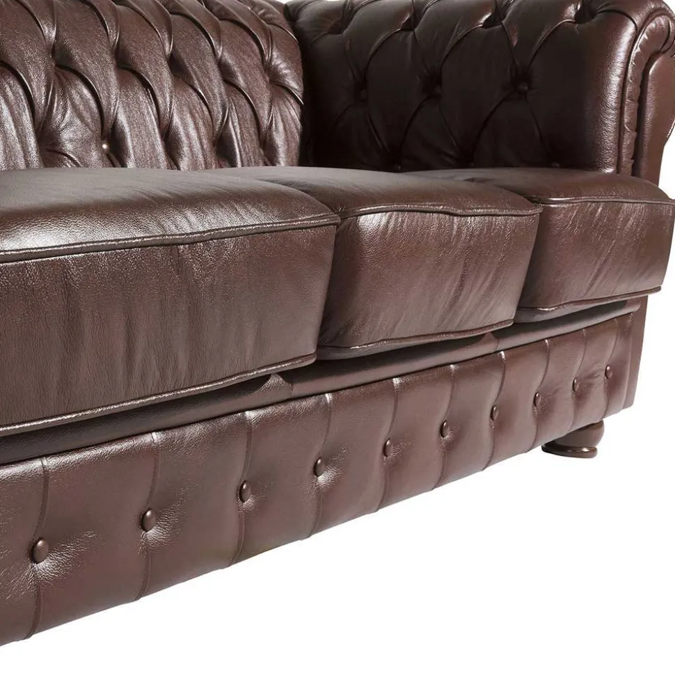 Chesterfield Ledergarnitur in Braun - Cementa (dreiteilig)