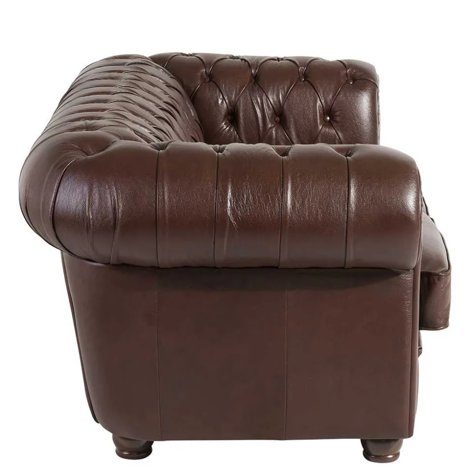 Chesterfield Ledergarnitur in Braun - Cementa (dreiteilig)