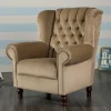 Chesterfield Ohrenbackensessel in Beige - Mavilia
