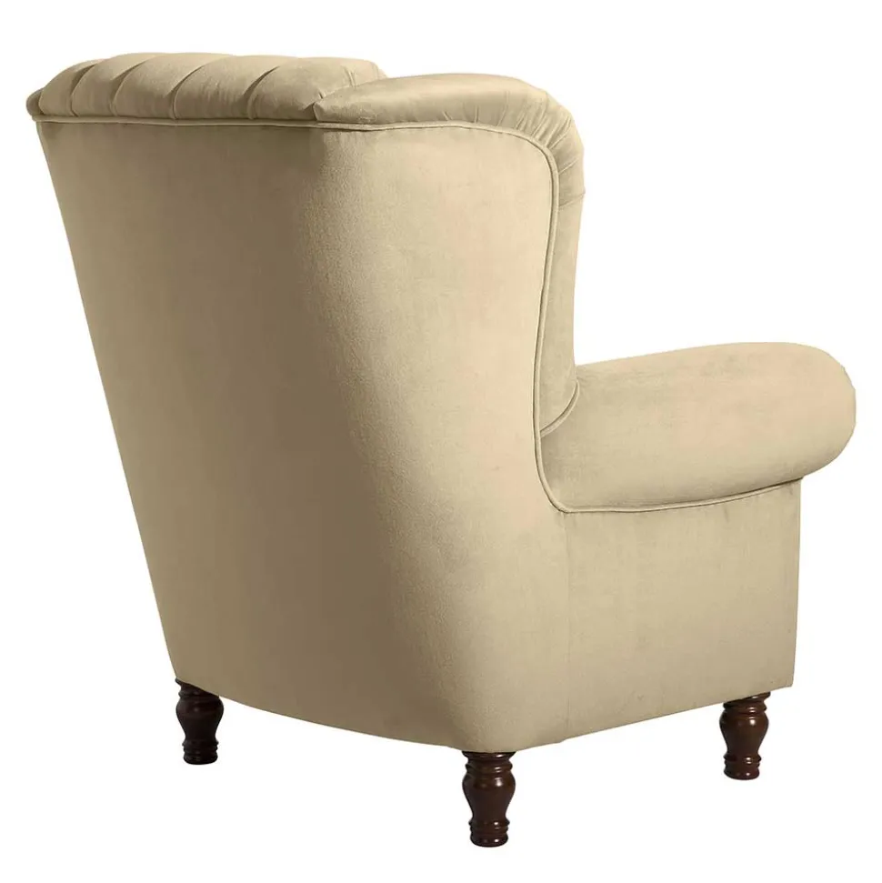 Chesterfield Ohrenbackensessel in Beige - Mavilia
