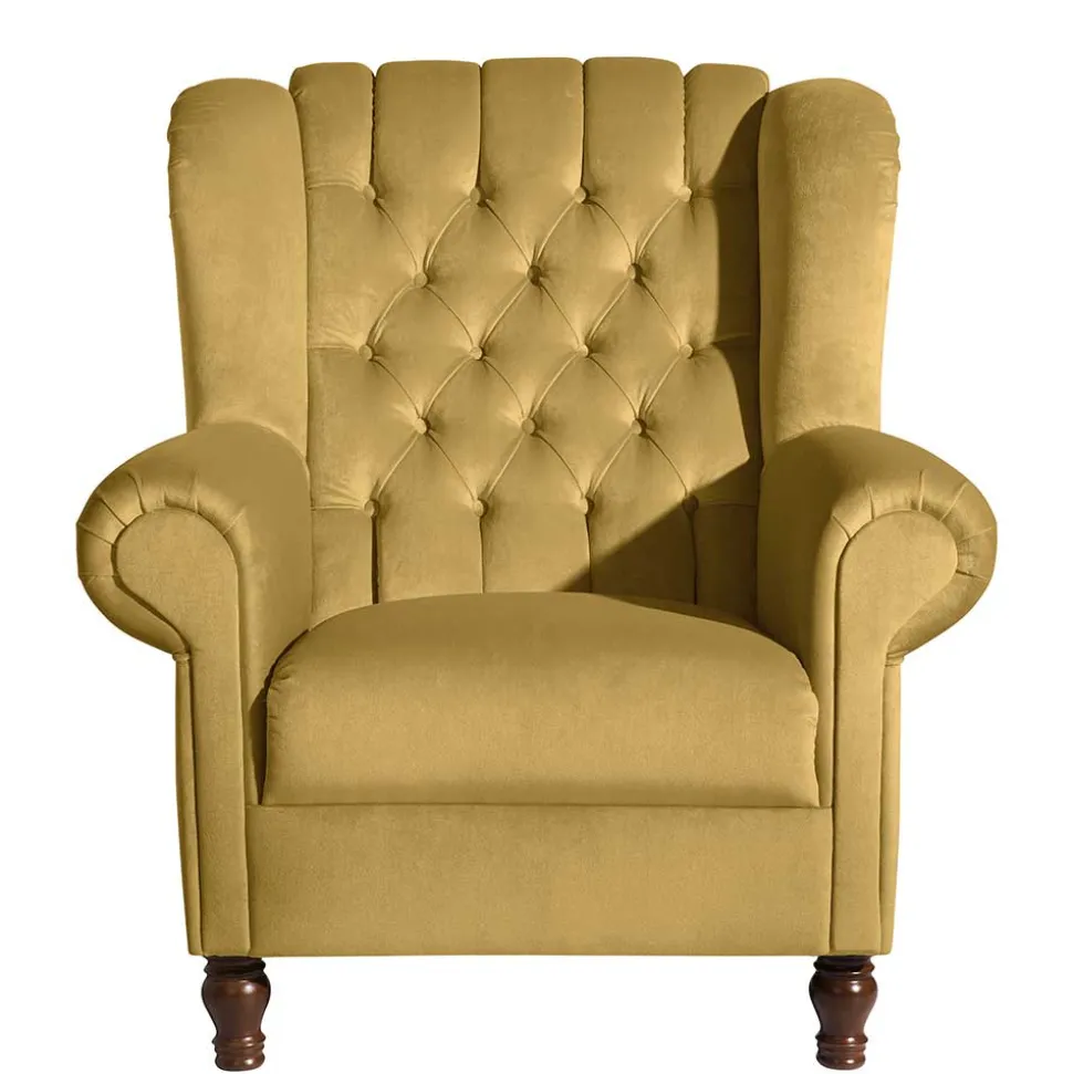Chesterfield Ohrenbackensessel aus Samtvelours - Gregg