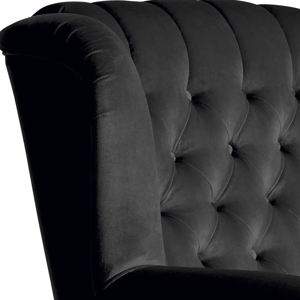 Chesterfield Ohrenbackensessel in Schwarz - Narissa