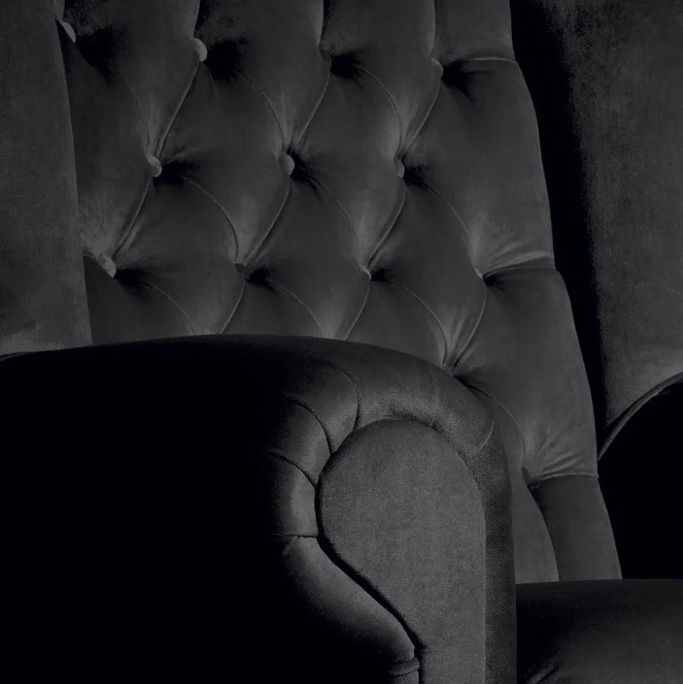 Chesterfield Ohrenbackensessel in Schwarz - Narissa