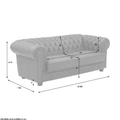 Chesterfield Polstergruppe aus Leder - Pluna (dreiteilig)