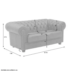 Chesterfield Polstergruppe aus Leder - Pluna (dreiteilig)