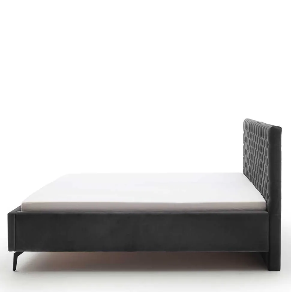 Chesterfield Samtbett in Anthrazit - Satos