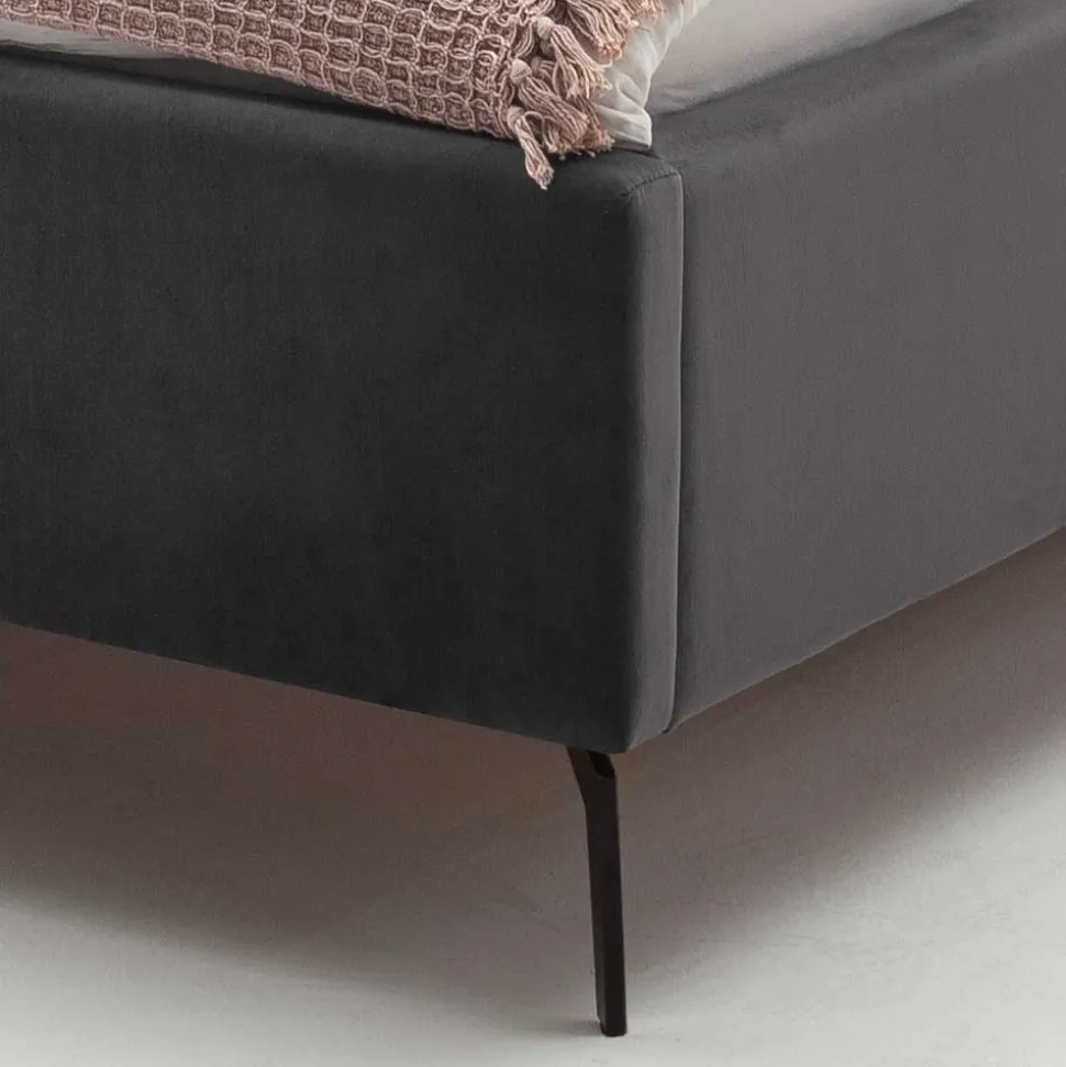 Chesterfield Samtbett in Anthrazit - Satos