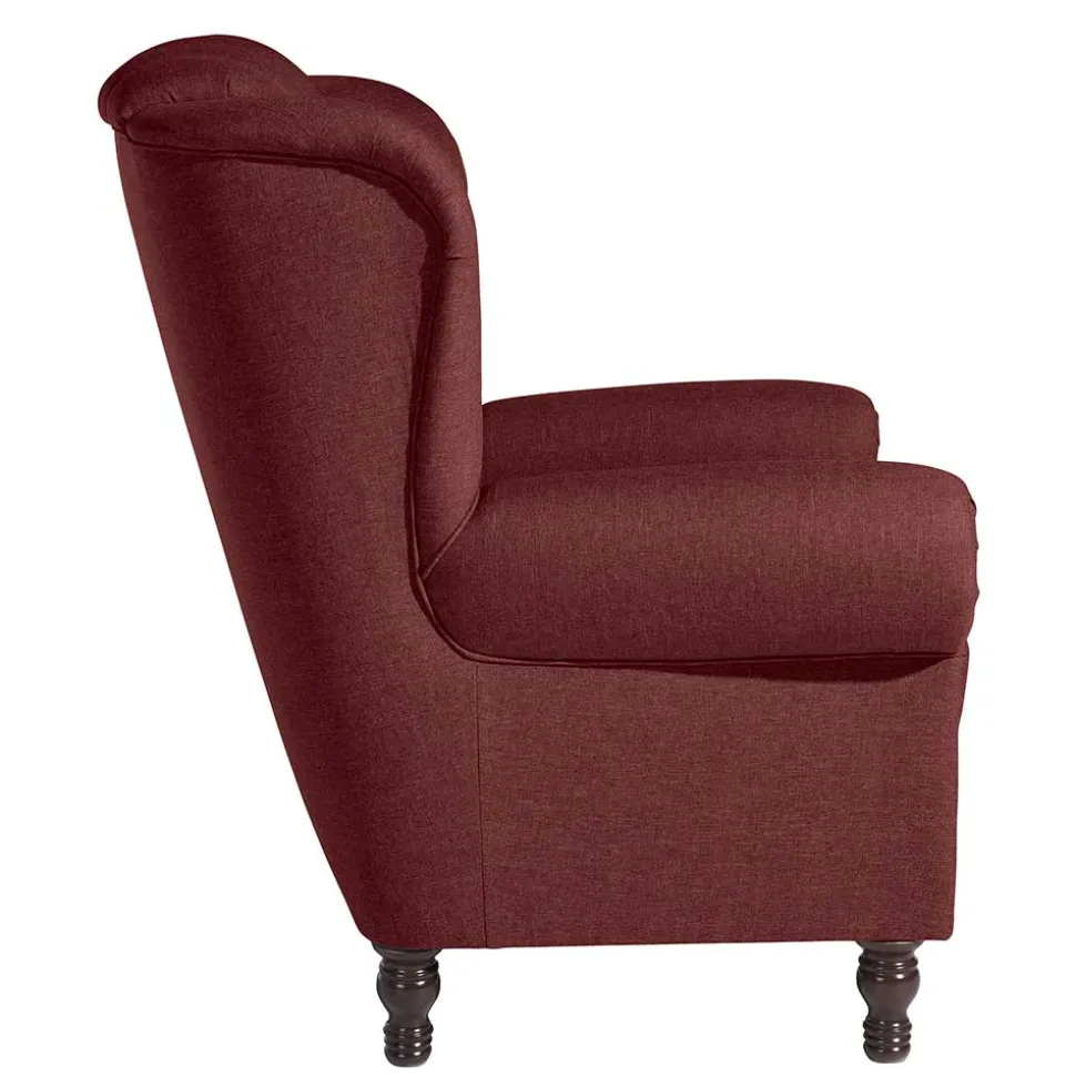 Chesterfield Sessel in Rot und Nussbaum - Giaz