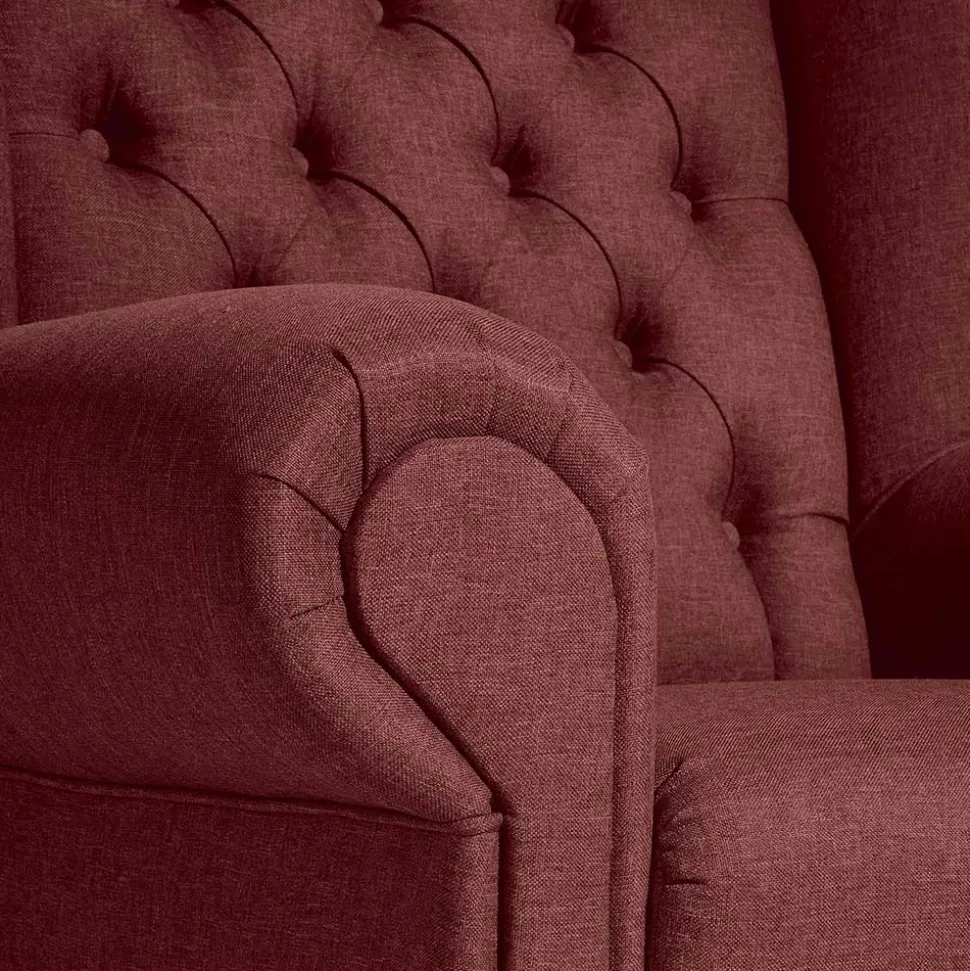 Chesterfield Sessel in Rot und Nussbaum - Giaz