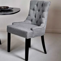 Chesterfield Stuhl in Grau meliert und Schwarz - Menton