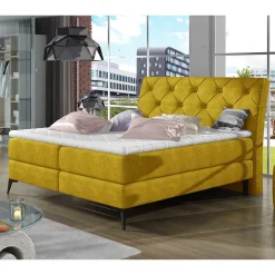 Chesterfieldbett in Currygelb Stoff - Friscura