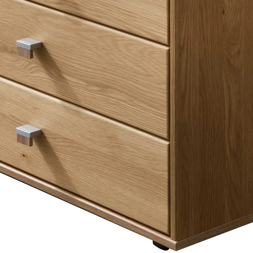141cm 5 Schubladen Kommode in Eiche & Beige - Emdsiva