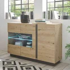 138cm breite Kommode mit Glaseinsatz - Lairian