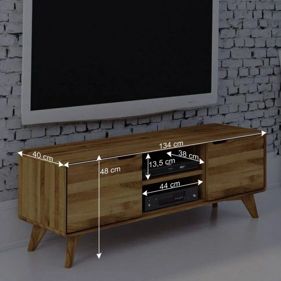 134cm breiter TV Unterschrank aus Holz - Eavy I
