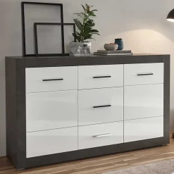 97cm hohes Hochglanz Sideboard in Weiß - Istensa