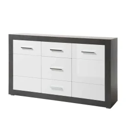 97cm hohes Hochglanz Sideboard in Weiß - Istensa