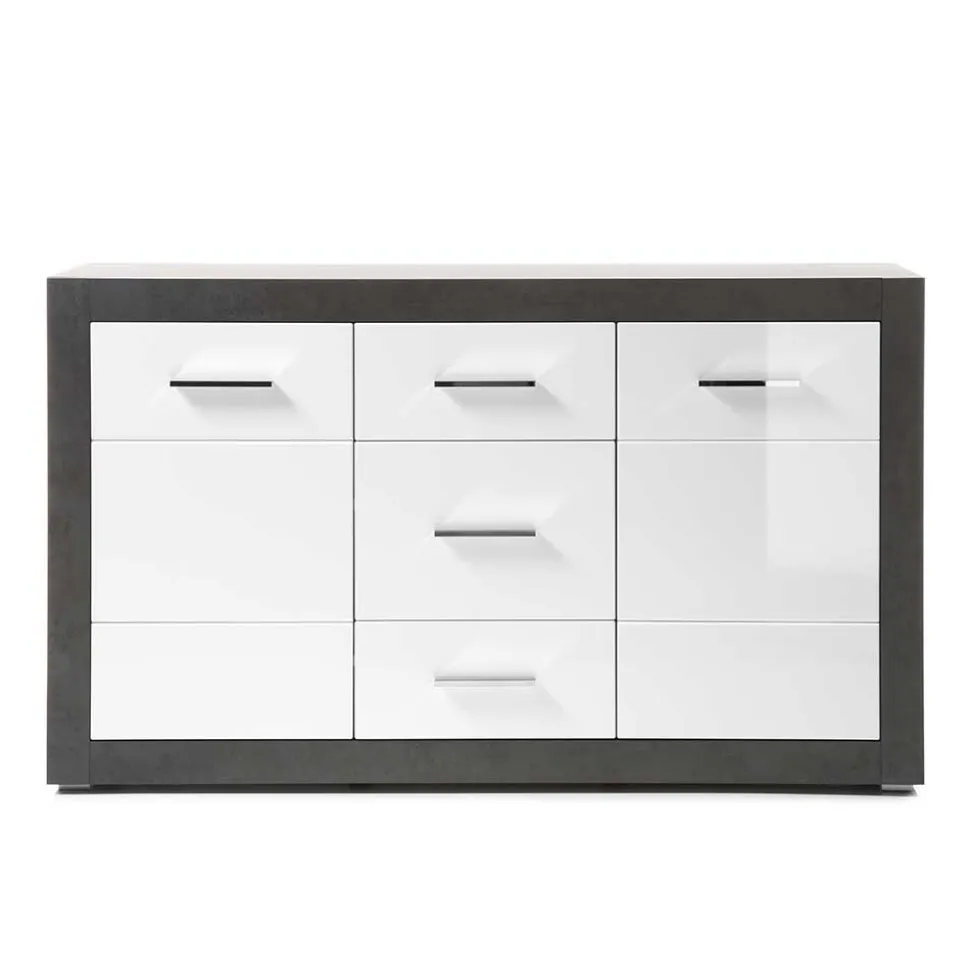 97cm hohes Hochglanz Sideboard in Weiß - Istensa