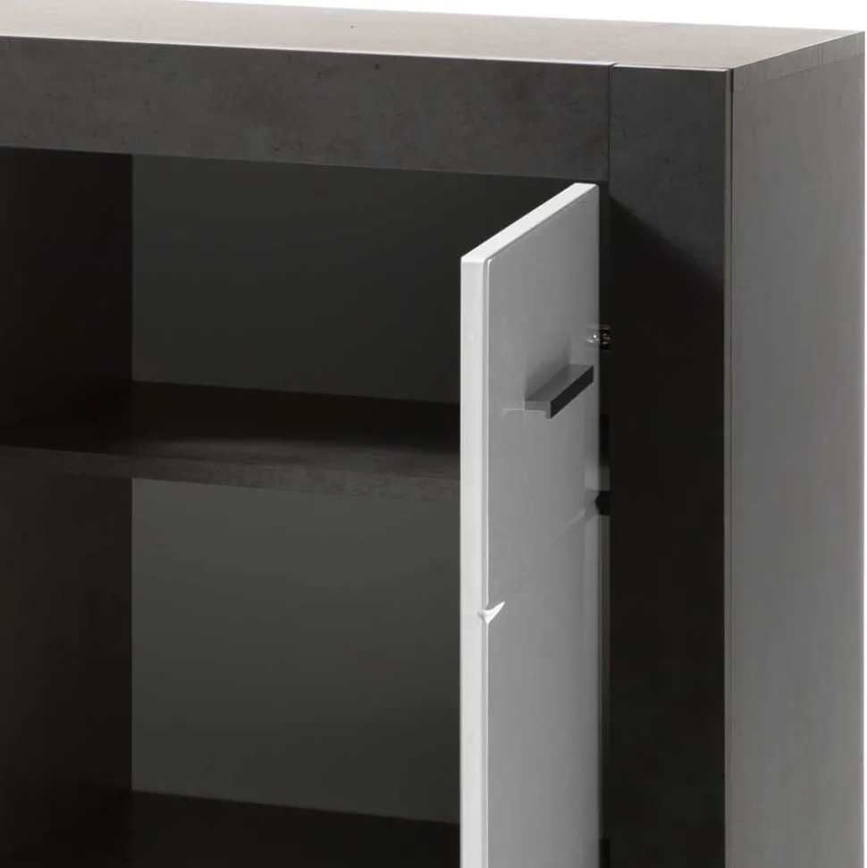 97cm hohes Hochglanz Sideboard in Weiß - Istensa