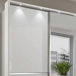 250cm Kleiderschrank in Weiß Glas & Spiegel - Kitts