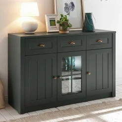 130cm Landhaus Sideboard in Dunkelgrün - Niestov