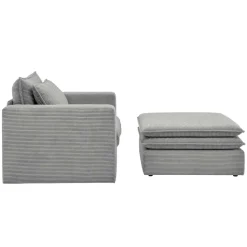 Cord Polstersessel mit Hocker Set - Tessina (zweiteilig)
