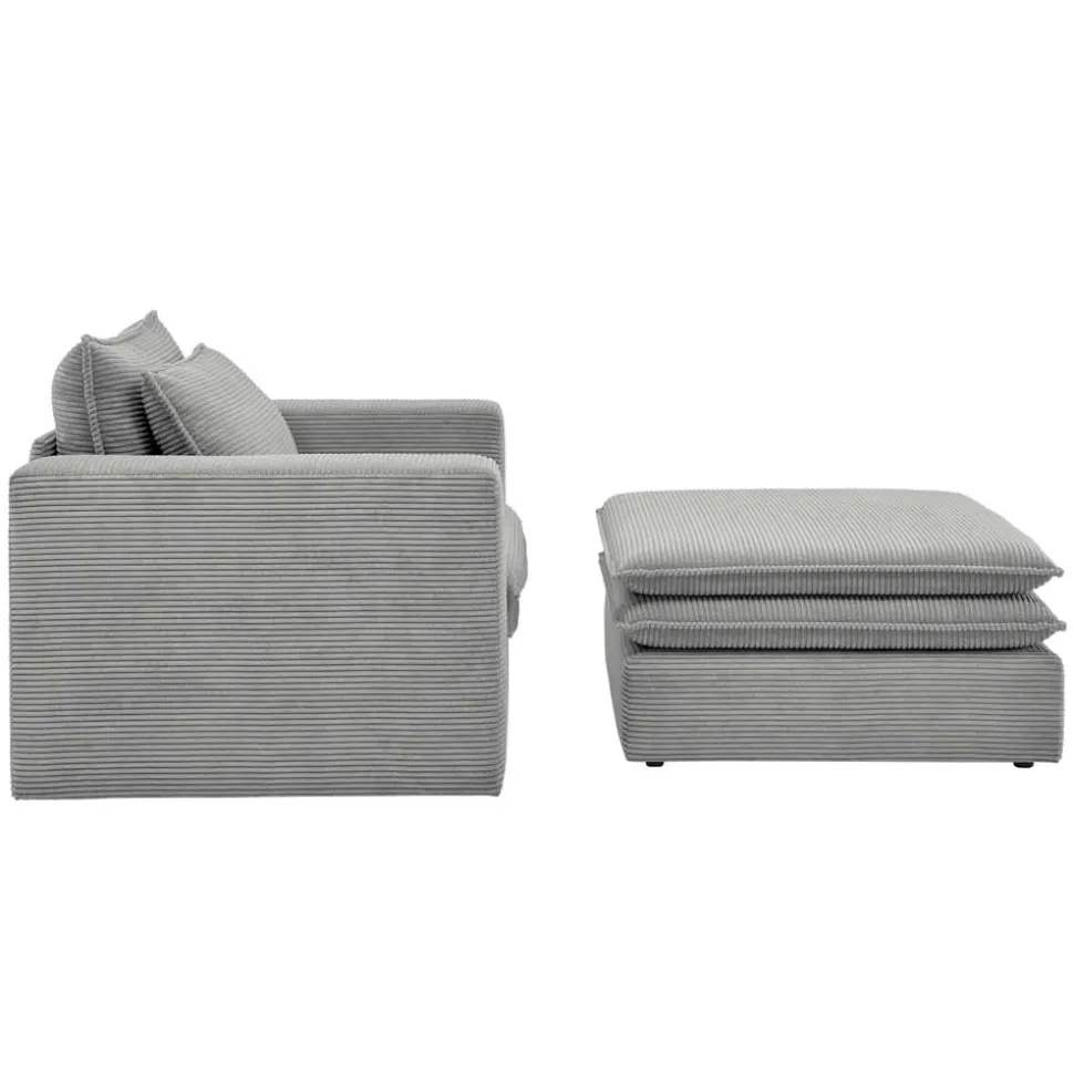 Cord Polstersessel mit Hocker Set - Tessina (zweiteilig)