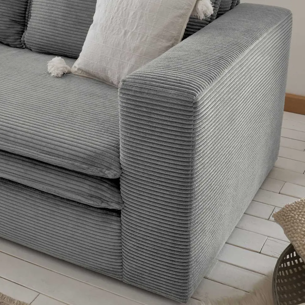 Cord Polstersessel mit Hocker Set - Tessina (zweiteilig)