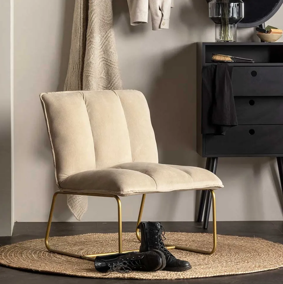 Cord Wohnzimmerstuhl in Beige - Velsamos