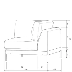 Couch aus Modulen in Taupe Stoff - Birte
