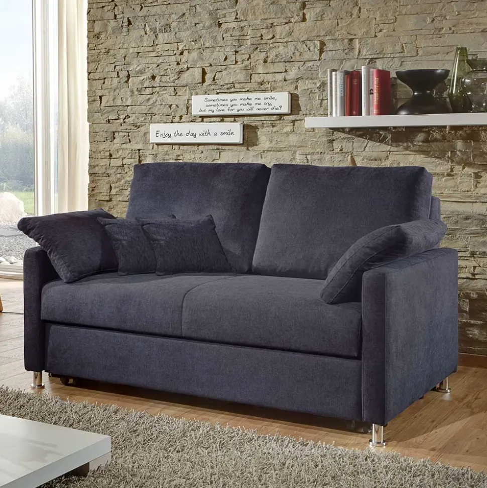 Couch mit Bettfunktion in Dunkelblau - Casbella