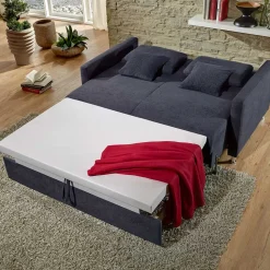 Couch mit Bettfunktion in Dunkelblau - Casbella
