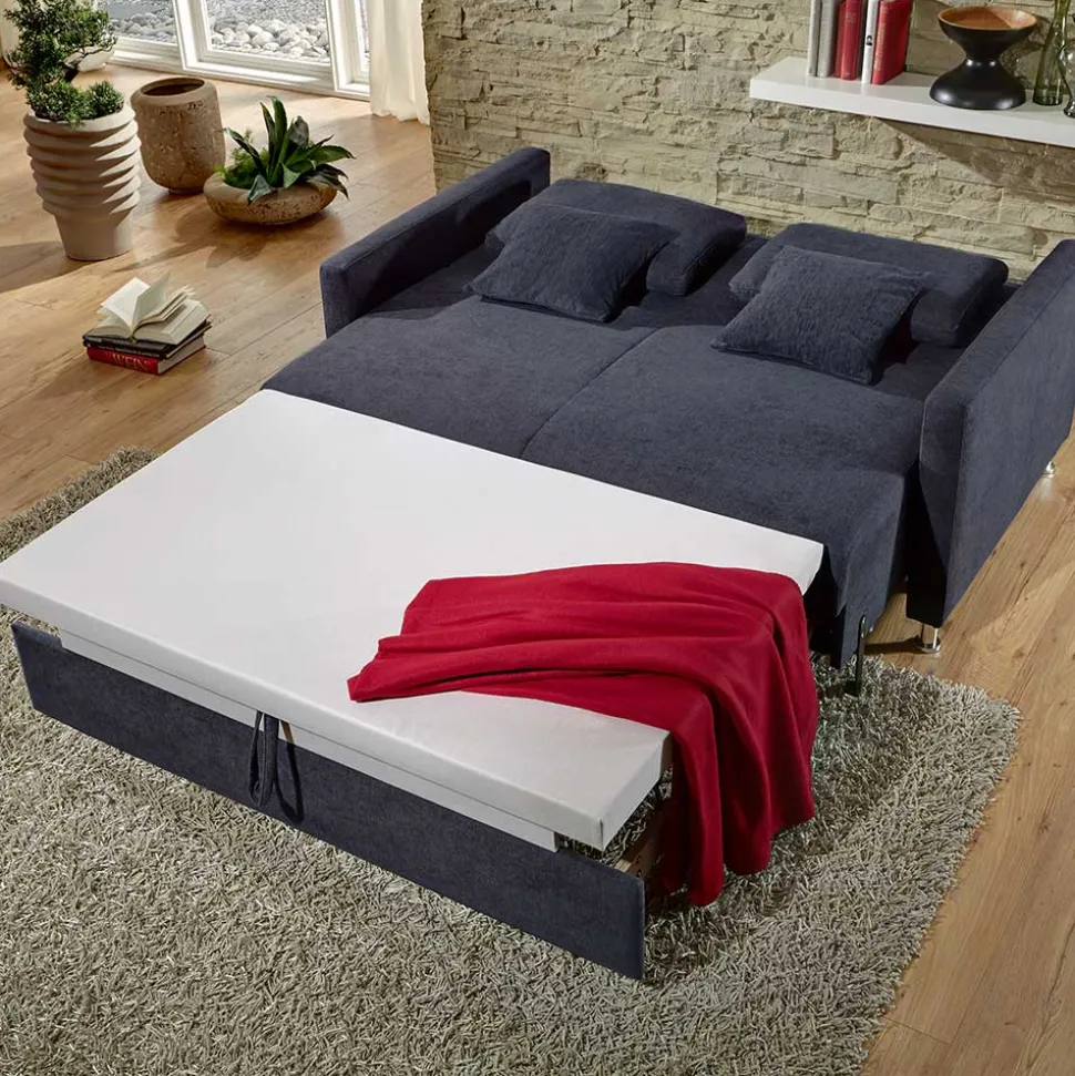 Couch mit Bettfunktion in Dunkelblau - Casbella
