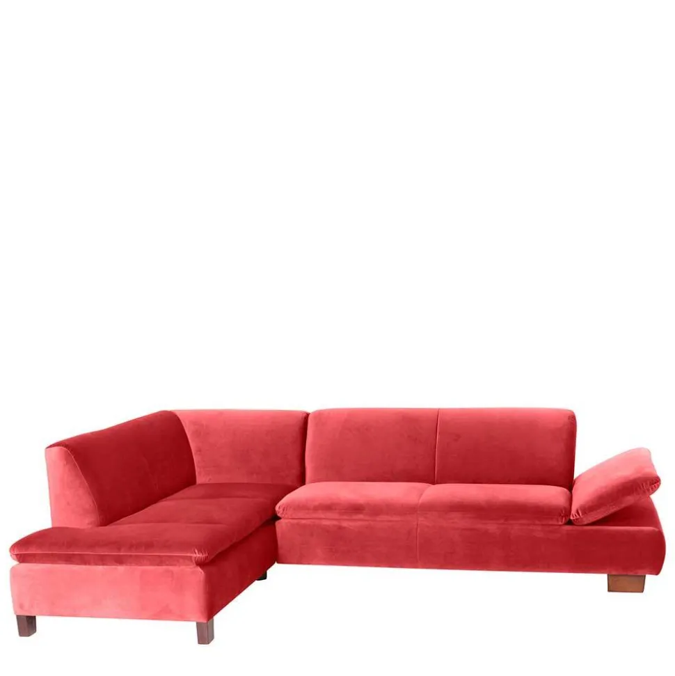 Couchecke in Rot mit Nussbaum Braun - Kiko