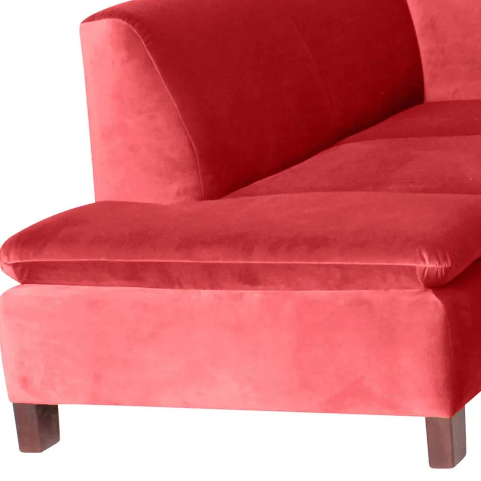Couchecke in Rot mit Nussbaum Braun - Kiko