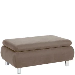 Couchhocker in Beigegrau mit Chrom - Hayley