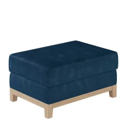 Couchhocker in Dunkelblau Velours - Tadeuz