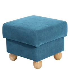 Couchhocker in Petrol Blau Velours - Lewis