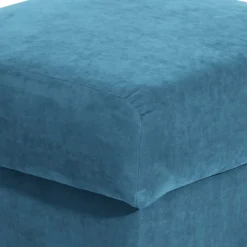 Couchhocker in Petrol Blau Velours - Lewis
