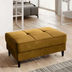 Couchhocker in Senfgelb mit Schwarz - Dortina