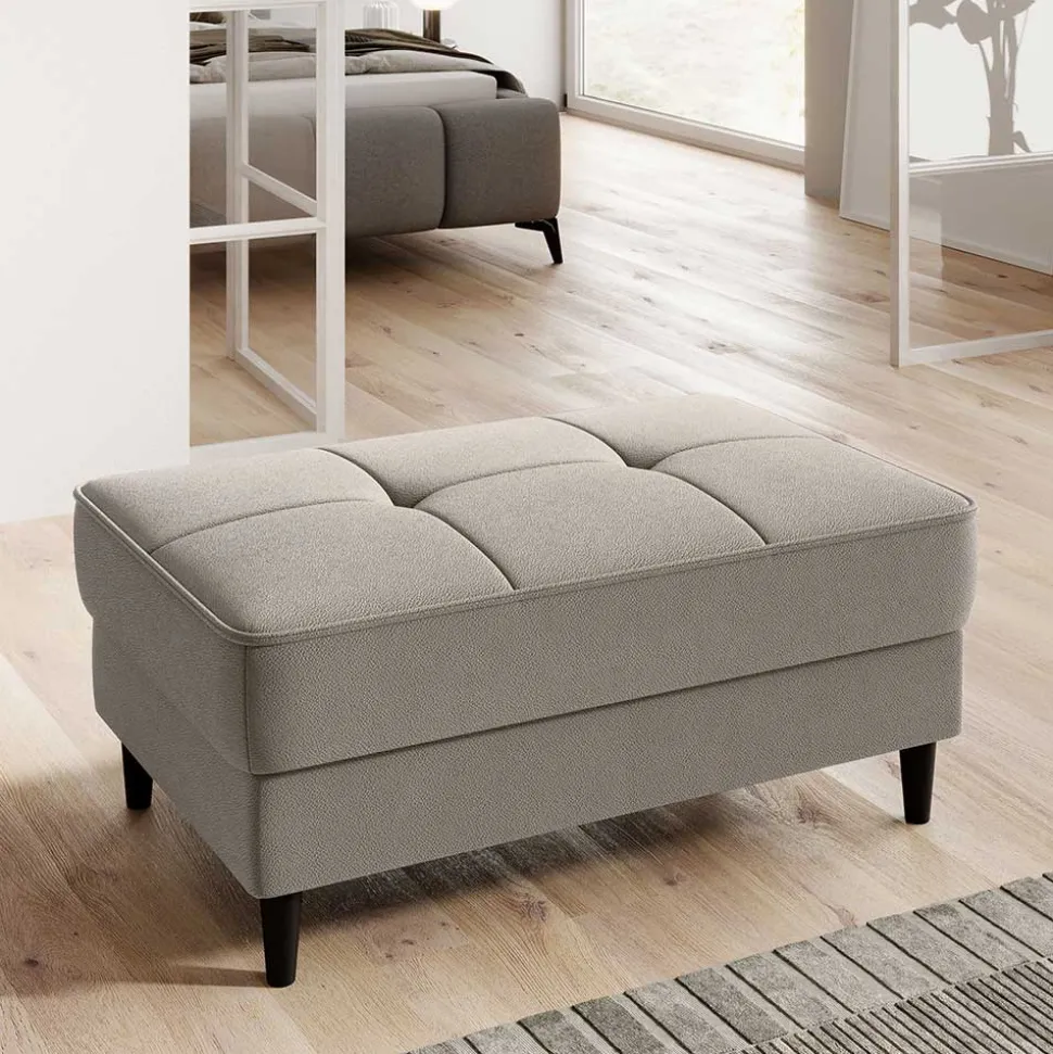 Couchhocker in Taupe mit Schwarz - Porticia