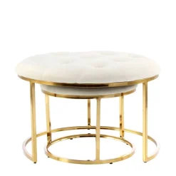 Couchhocker Set in Cremeweiß mit Gold - Gauri (zweiteilig)