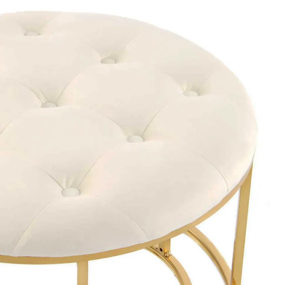 Couchhocker Set in Cremeweiß mit Gold - Gauri (zweiteilig)