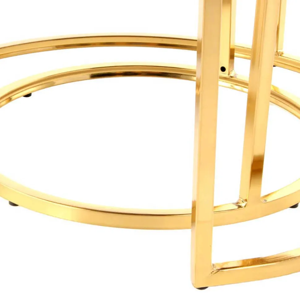 Couchhocker Set in Cremeweiß mit Gold - Gauri (zweiteilig)