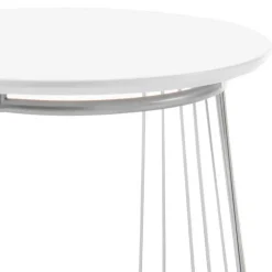 Couchtisch in Mattweiß mit Chrom - Rosibla