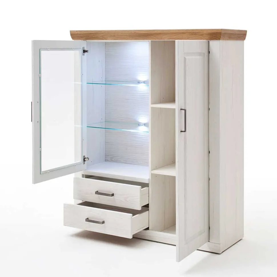 Country Highboard Vitrine mit Stauraum - Samula