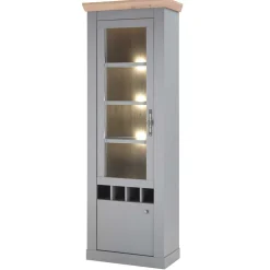 Country Vitrine in Lichtgrau & Eiche Optik - Buleta