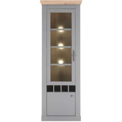 Country Vitrine in Lichtgrau & Eiche Optik - Buleta