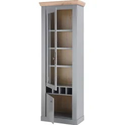 Country Vitrine in Lichtgrau & Eiche Optik - Buleta