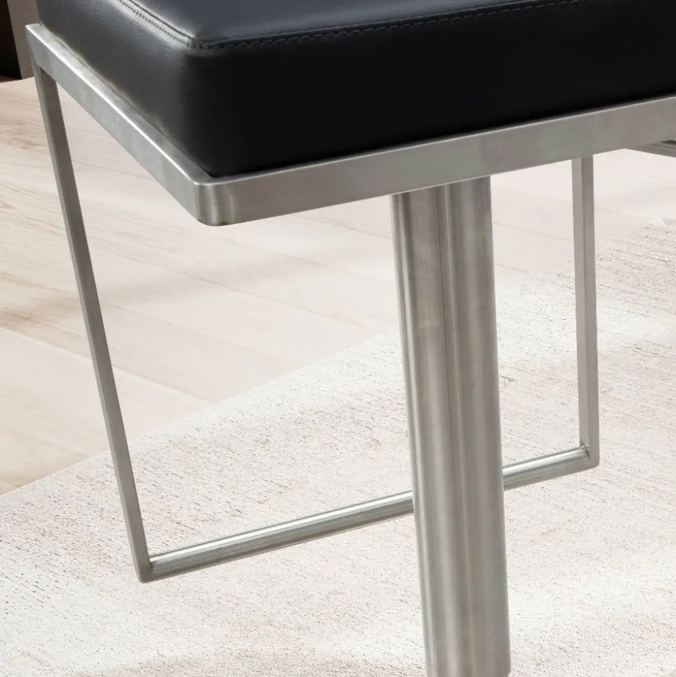 Design Barhocker in Schwarz und Silber - Hallein