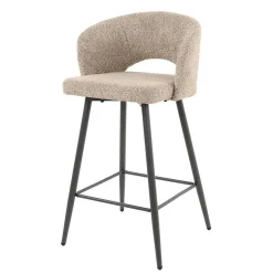 Design Barstuhl aus Boucle in Beige - Ludizia (2er Set)
